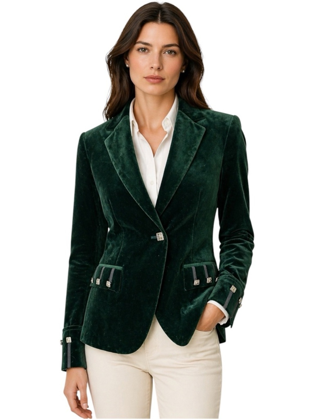 Raymond of Dune Emerald Velvet Equestrian Blazer Women’s M/L Size 38R